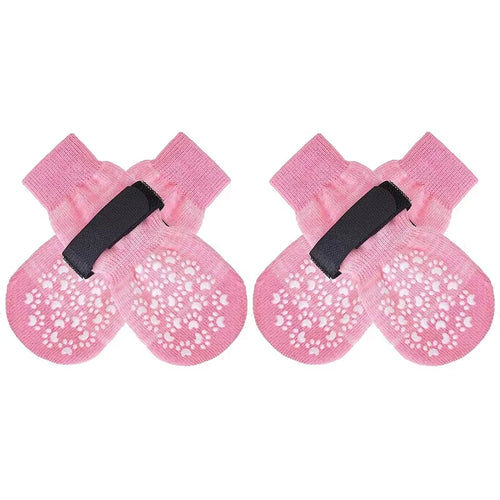 4Pcs/Set anti Slip Dog Socks with Straps Traction Control for Indoor on Hardwood Floor Wear Pet Paw Protector for Small Dogs Pet