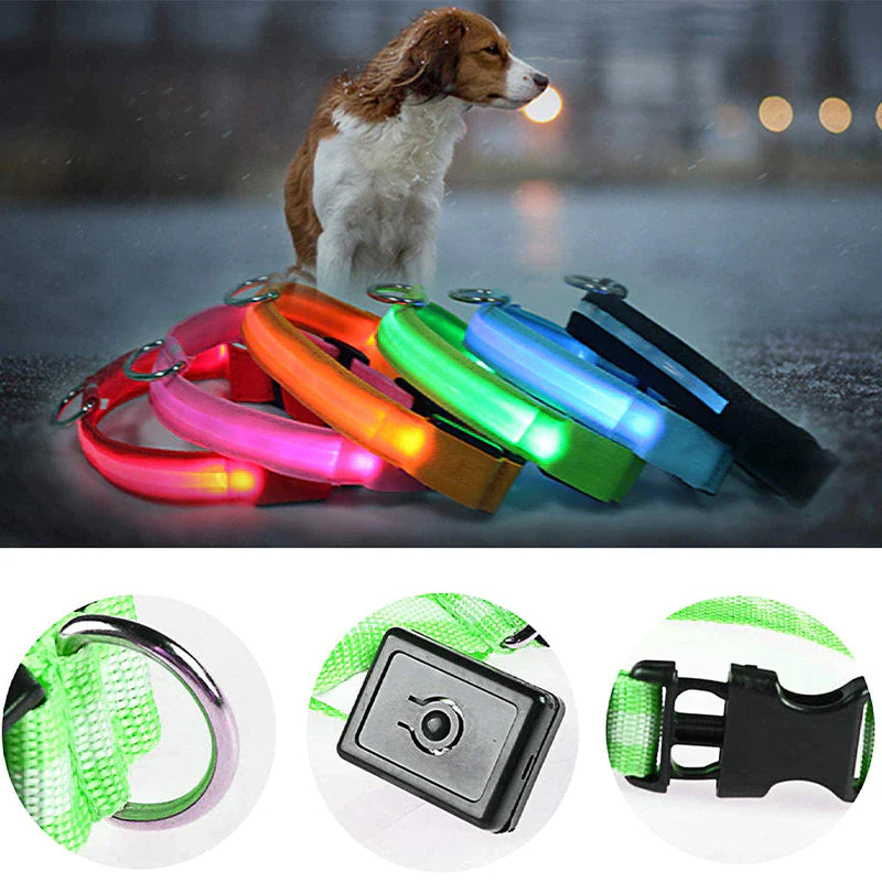 GlowSafe LED Dog Collar - Adjustable, Waterproof & Flashing for Pet Safety