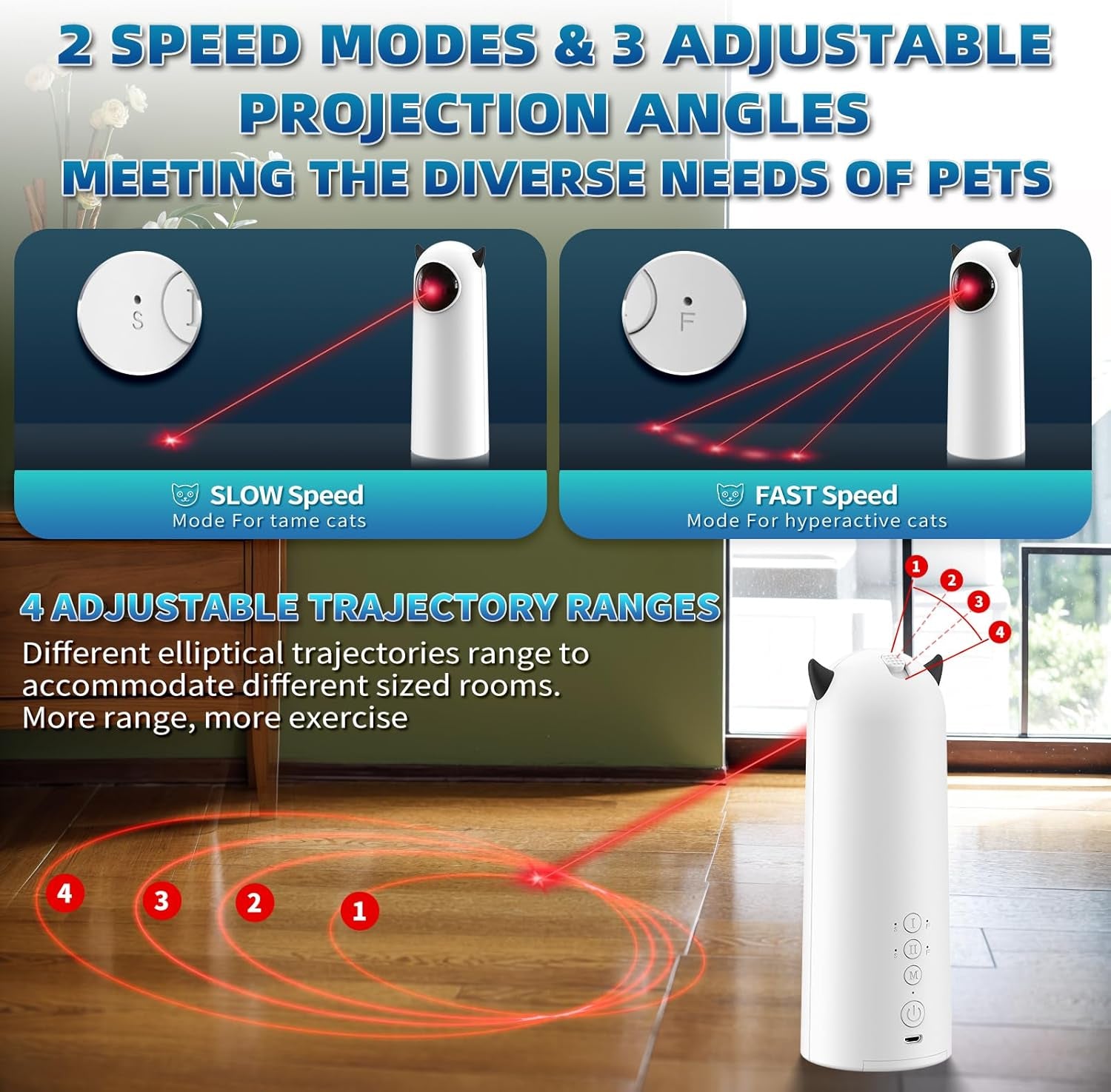 Laser Cat Toy - Interactive Motion Activated Laser Pointer for Indoor Cats, Dogs, and Kittens - Keeps Your Pets Engaged and Entertained!